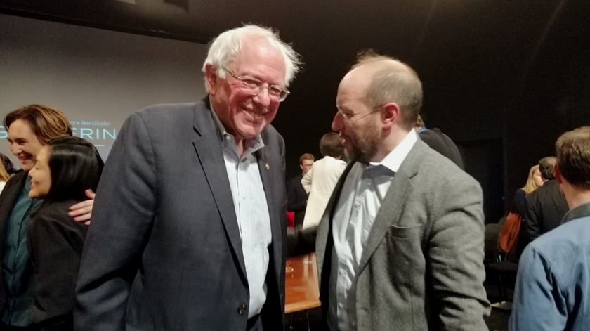 Bernie Sanders com Rui Tavares, fundador do Livre. Foto: José Alberto Lemos