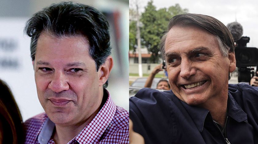 Fernando Haddad e Jair Bolsonaro. Fotos: EPA