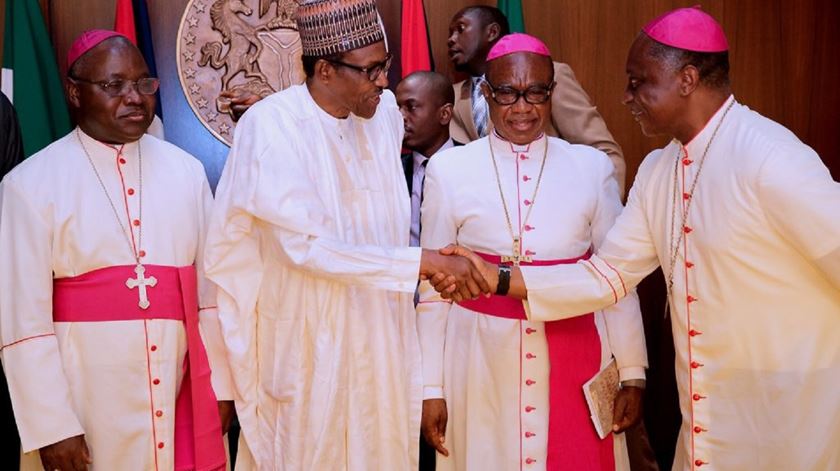 Bispos católicos com o Presidente Buhari, em tempos mais amistosos. Foto: DR
