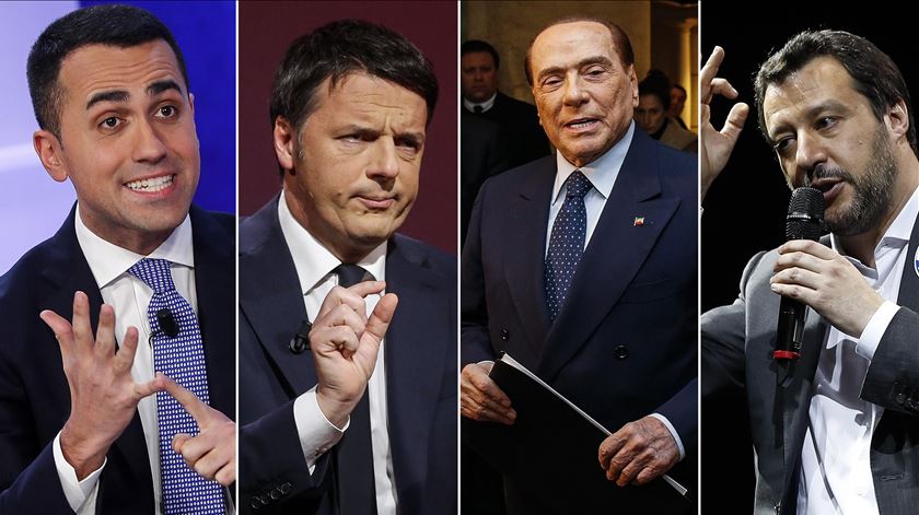 Luigi di Maio, Matteo Renzi, Silvio Berlusconi e Matteo Salvini. Fotos: EPA