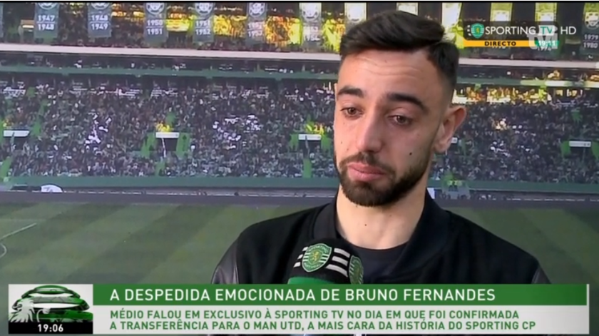 Bruno Fernandes, despedida Sporting. Foto: Sporting TV
