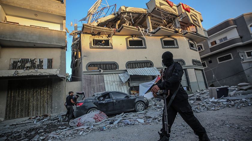 Casa do líder da Jihad Islâmica Palestiniana morto num ataque israelita. Foto: Mohammed Saber/EPA