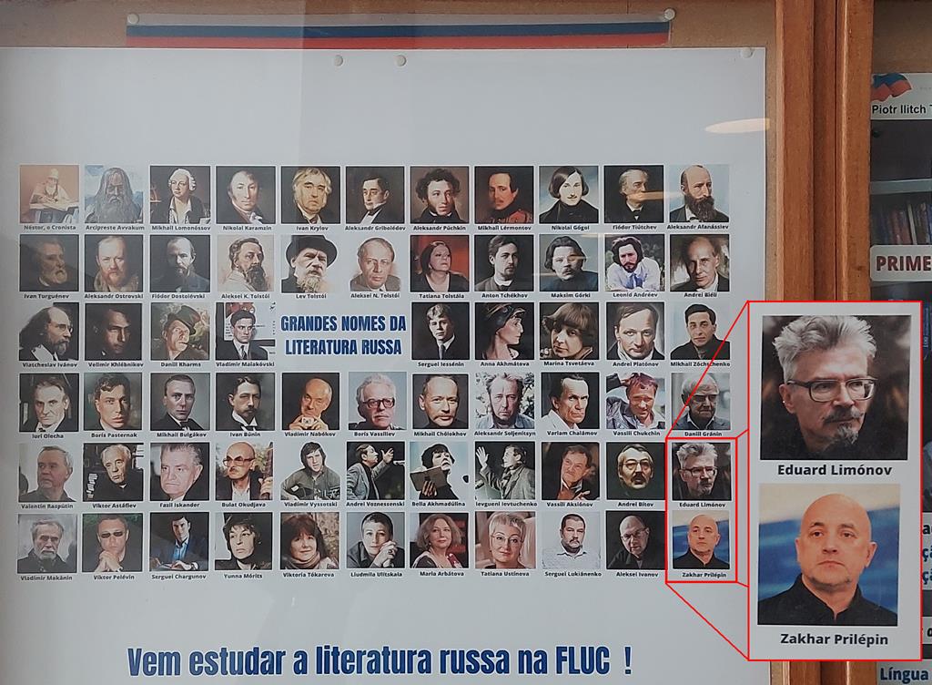 Os escritores russos pró-Putin expostos no Centro de Estudos Russos da Universidade de Coimbra. Fotp: DR