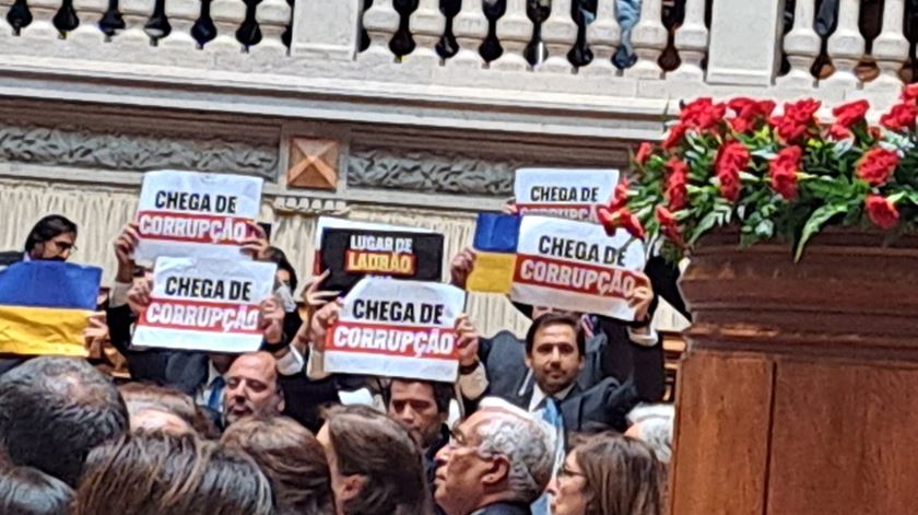 O protesto do Chega. Foto: Manuela Pires/RR