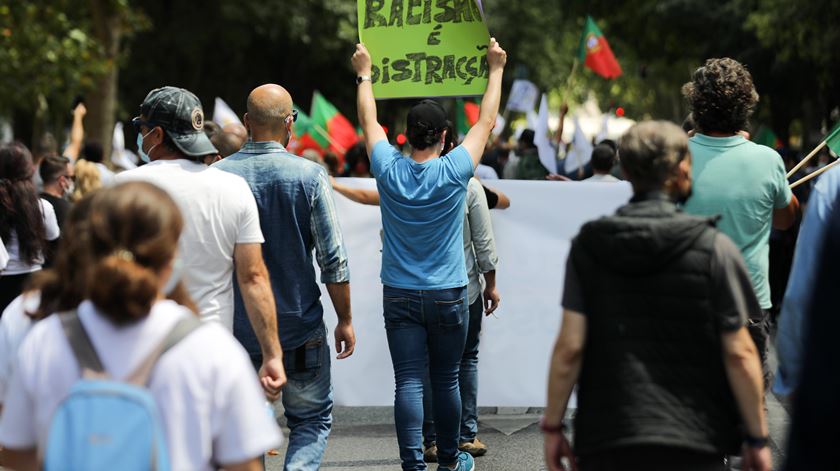 A manifestação saiu do Marquês de Pombal, em Lisboa. Foto: Miguel A. Lopes/Lusa