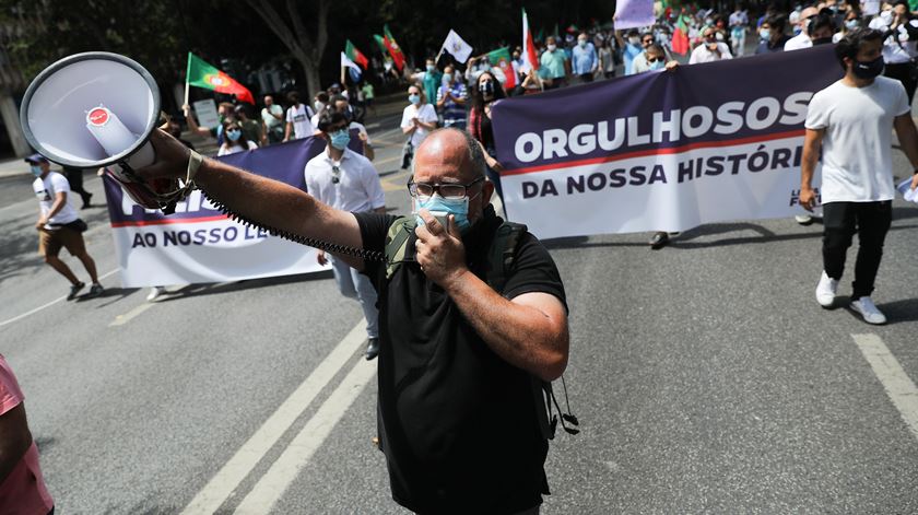 A concentração "antirracista" desceu a Avenida da Liberdade. Foto: Miguel A. Lopes/Lusa