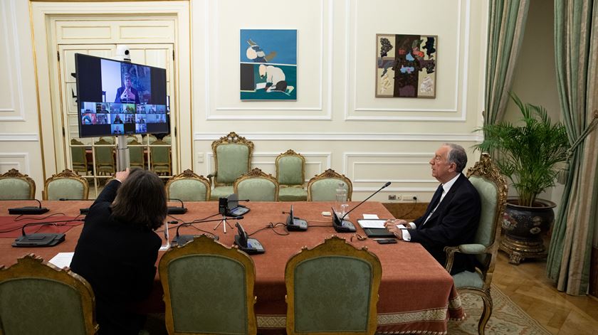 Marcelo Rebelo de Sousa durante o Conselho de Estado, por videoconferência. Foto: Presidência da República
