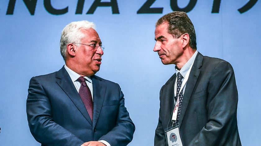 António Costa e Manuel Heitor num evento de ciência em 2019. Foto: Octávio Passos/Lusa (arquivo)