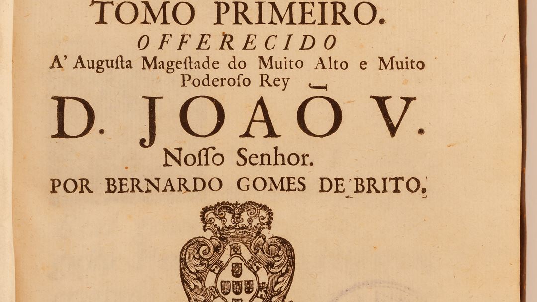 História Tragico-marítima, tomo primeiro, Bernardo Gomes de Brito, Biblioteca Geral da universidade de Coimbra. Foto: Santuário de Fátima