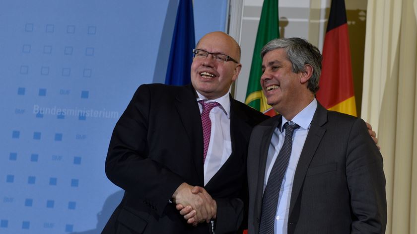 Mário Centeno reuni-se com o ministro alemão das Finanças, Peter Altmaier. Foto: Markus Heine/EPA