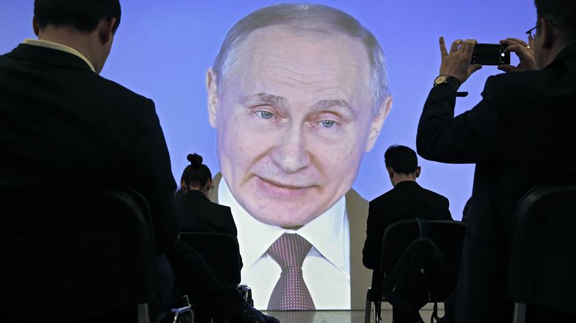 Putin no discurso do Estado da Nação. Foto: Maxim Shipenkiv/EPA