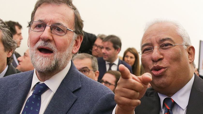 Mariano Rajoy e António Costa no lançamento da linha. Foto: Tiago Petinga/Lusa