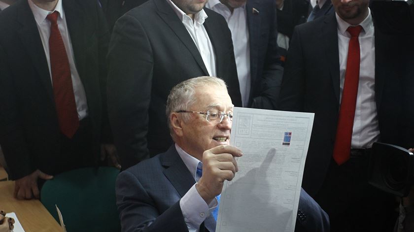 Vladimir Zhirinovsky, candidato presidencial do partido Democrata Liberal, na Rússia. Foto: Igor Kharitonov/EPA