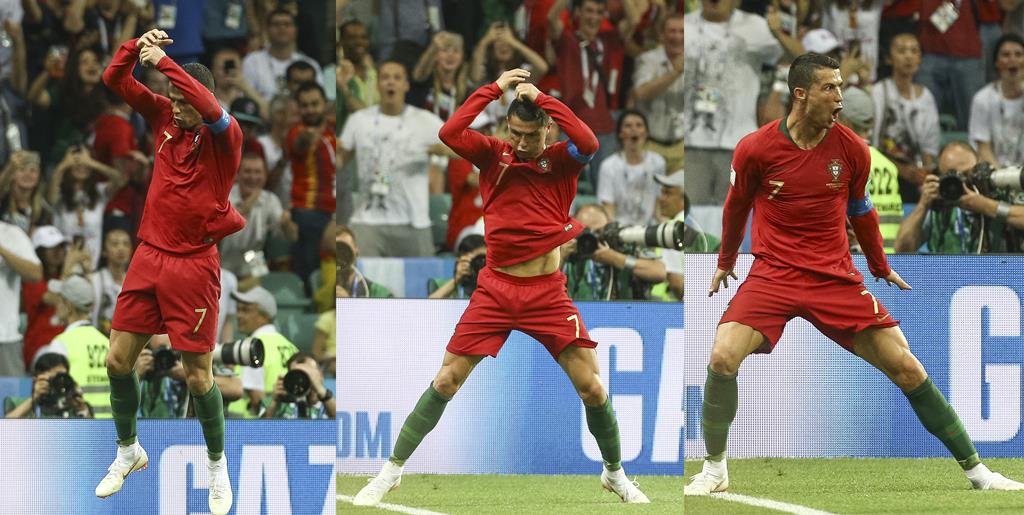 Cristiano Ronaldo marcou três à Espanha no Mundial 2018 Foto:EPA
