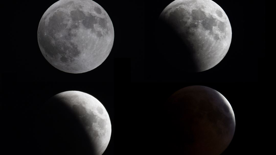 As várias fases do eclipse na cidade do Kuwait Foto: Noufal Ibrahim/EPA