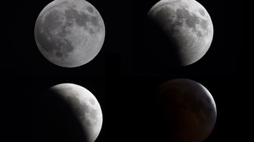 As várias fases do eclipse na cidade do Kuwait Foto: Noufal Ibrahim/EPA