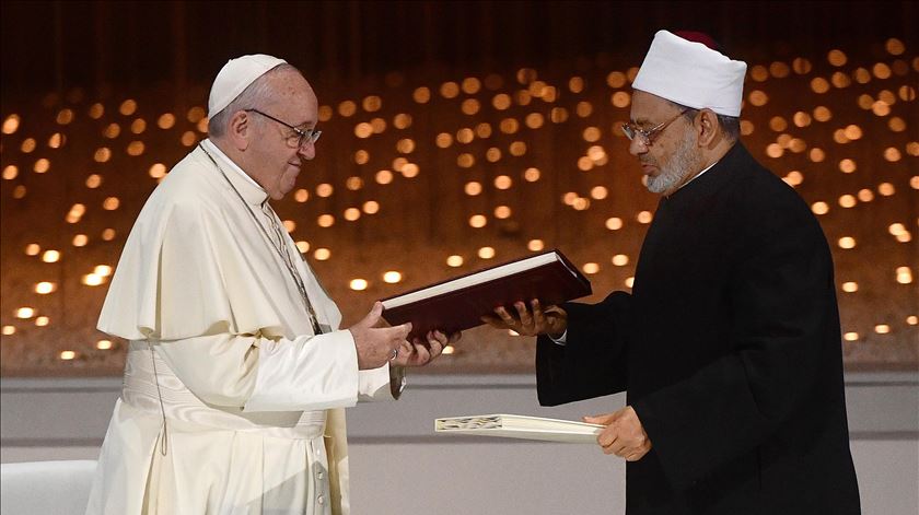 O Papa Francisco e o grande imã de Al-Azhar, Ahmad Al-Tayyeb Foto: Luca Zennaro/EPA