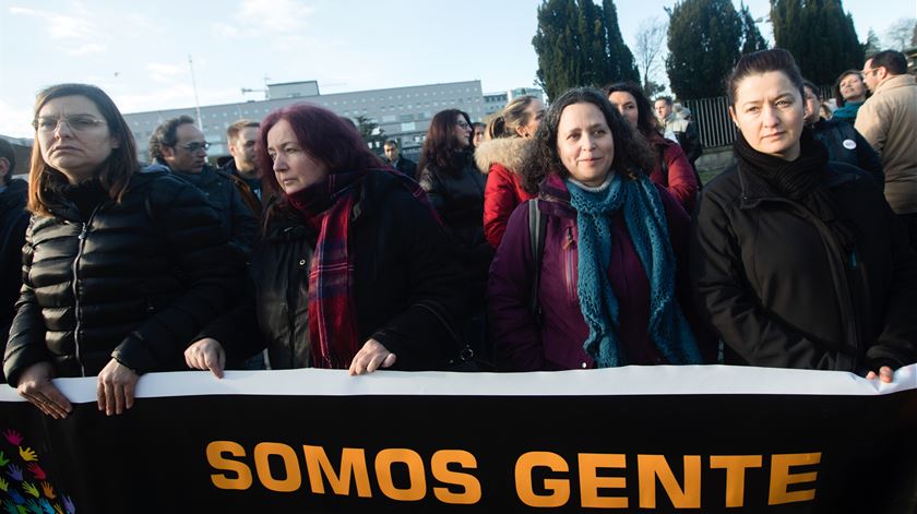 Protesto esta sexta-feira frente ao Hospital de São João, no Porto. Foto: José Coelho/Lusa