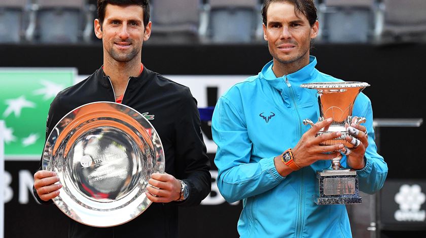 Djokovic e Nadal, Roma. Foto: Ettore Ferrari/EPA