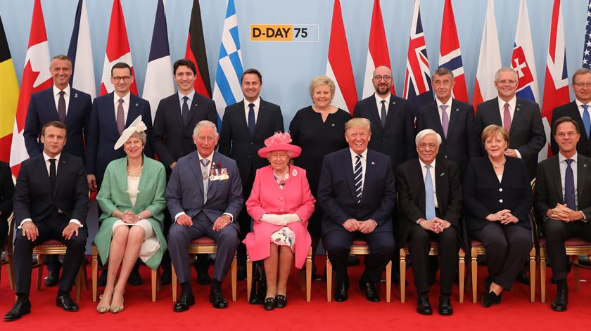 Fotografia oficial dos líderes mundiais nas comemorações dos 75 anos do Dia D em Portsmouth. Foto: Jack Hill/EPA