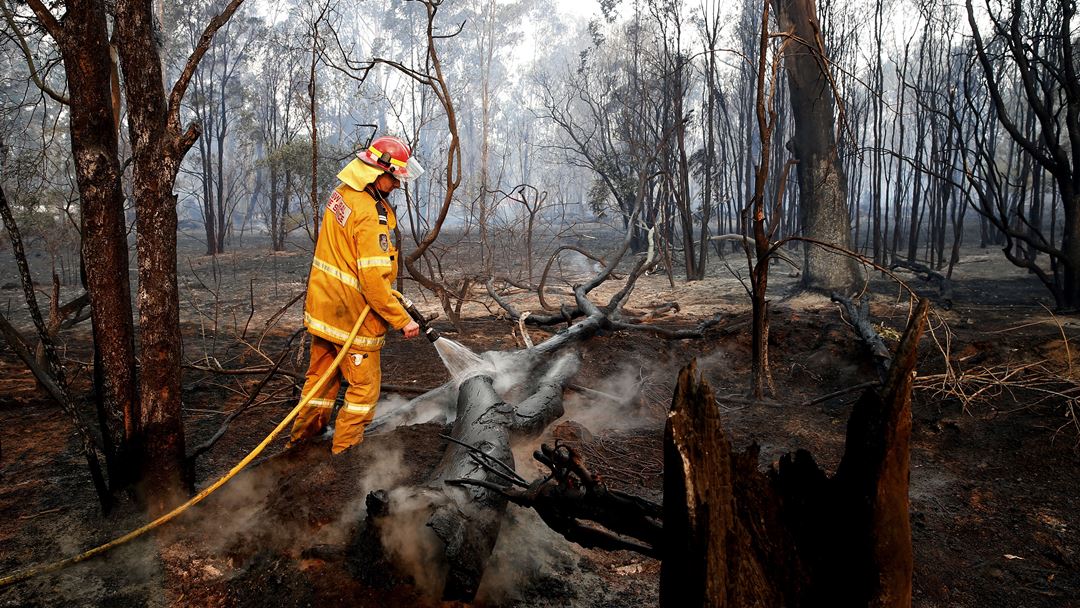 Mais de 60 focos de incêndio continuam ativos em Nova Gales do Sul, das quais 40 permanecem fora de controlo, informou o Serviço de Bombeiros Rural na rede social Twitter. Foto: Darren Pateman/EPA