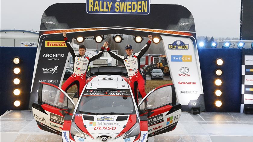 Elfyn Evans e Martin Scott, Toyota Yaris WRC, venceram Rali da Suécia. Foto: Micke Fransson/EPA