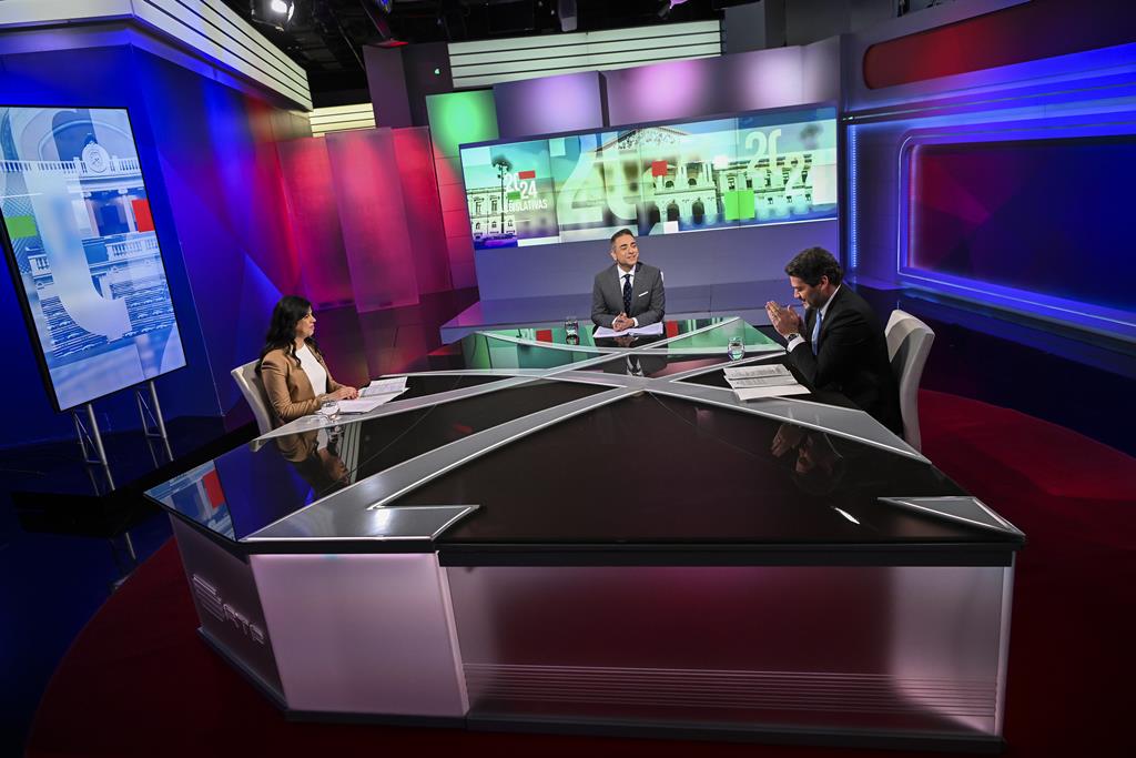 Inês Sousa Real e André Ventura em debate na RTP. Foto: Pedro Pina/RTP