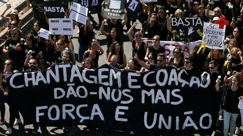 Enfermeiros em protesto. Foto: Tiago Petinga/Lusa