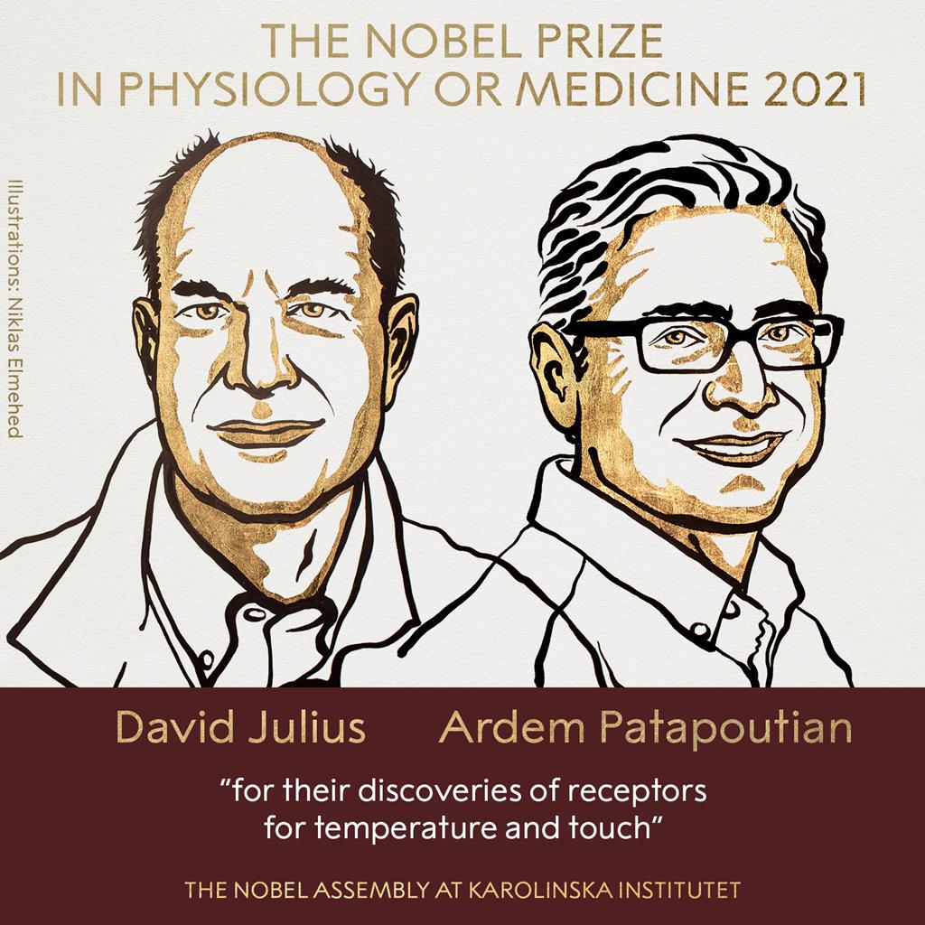 David Julius e Ardem Patapoutian, prémio Nobel da Medicina 2021. Foto: Academia Real Sueca