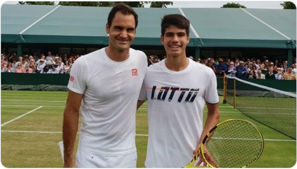 Federer e Alcaraz. Foto: Twitter