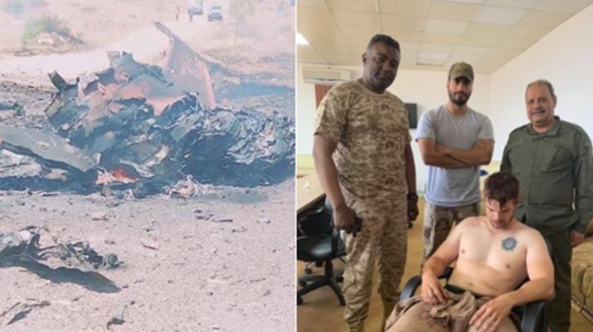 Imagens do piloto capturado na Líbia, inicialmente identificado como português. Foto: Twitter