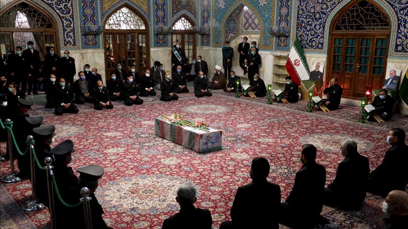 Funeral do cientista nuclear Mohsen Fakhrizadeh. Foto: Ministério da Defesa do Irão/EPA
