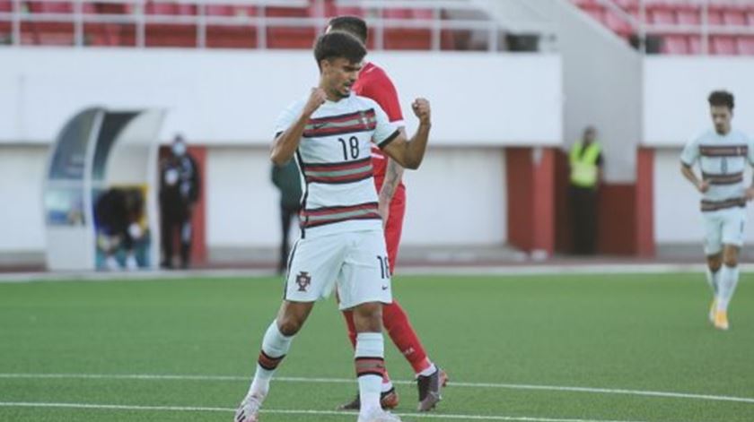 Jota marcou a Gibraltar pelos Sub-21 de Portugal. Foto: FPF