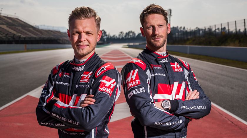 Magnussen e Grosjean. Foto: Twitter da Haas F1