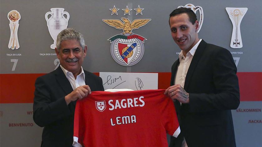 Luís Filipe Vieira apadrinha chegada de Lema à Luz. Foto: SL Benfica
