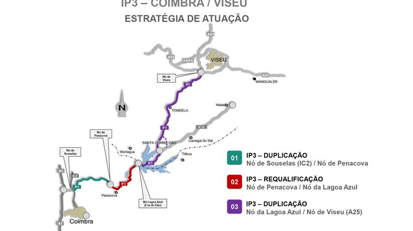 Mapa obras IP3 Foto: Infraestruturas de Portugal