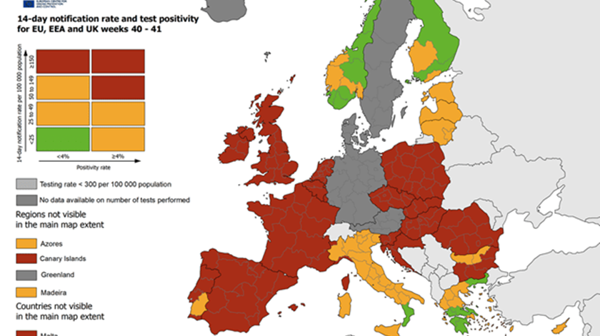 Mapa: Centro Europeu de Controlo de Doenças (ECDC)