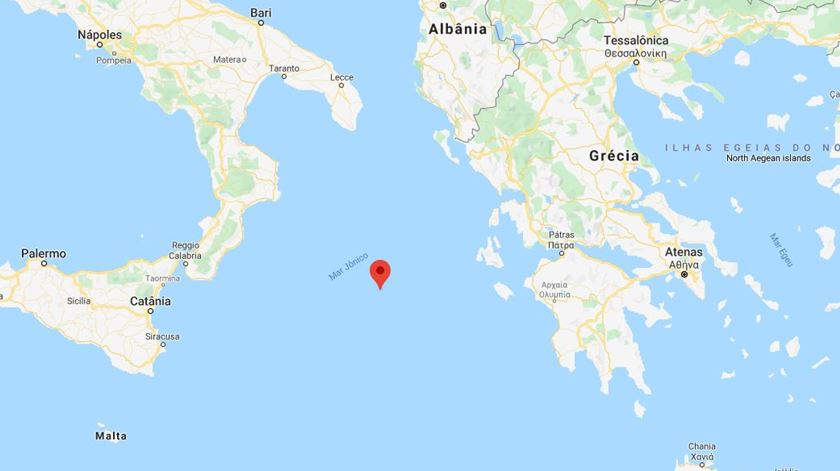 Mar Jónico. Ilustração: Google Maps