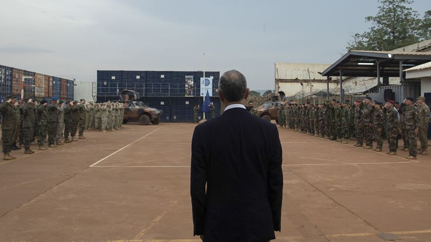 Militares na República Centro-Africana aquando da recente visita de Marcelo Rebelo de Sousa. Foto: Alexandre Duclary/EPA