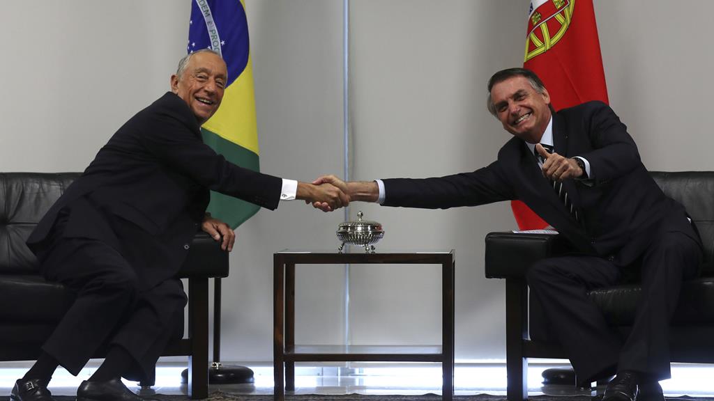Marcelo Rebelo de Sousa e Jair Bolsonaro Foto: Ricardo Moraes/Reuters