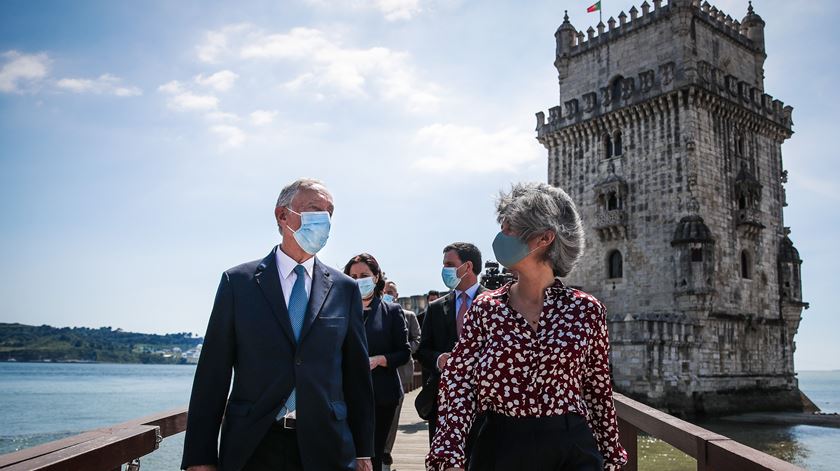 Marcelo Rebelo de Sousa visita Torre de Belém na companhia da ministra Graça Fonseca. Foto: Mário Cruz/Lusa