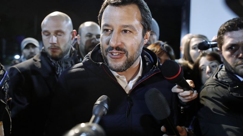 Matteo Salvini, líder da Liga, partido de extrema-direita italiano que agora chega ao governo, em coligação com o Movimento 5 Estrelas. Foto: Riccardo Antimani/EPA