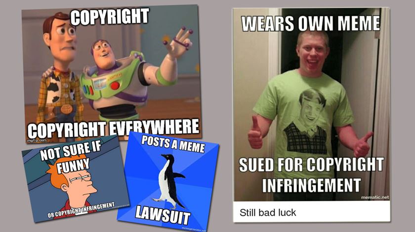 Alguns "memes" que ridicularizavam a nova diretiva de direitos de autor. Fotomontagem: RR.