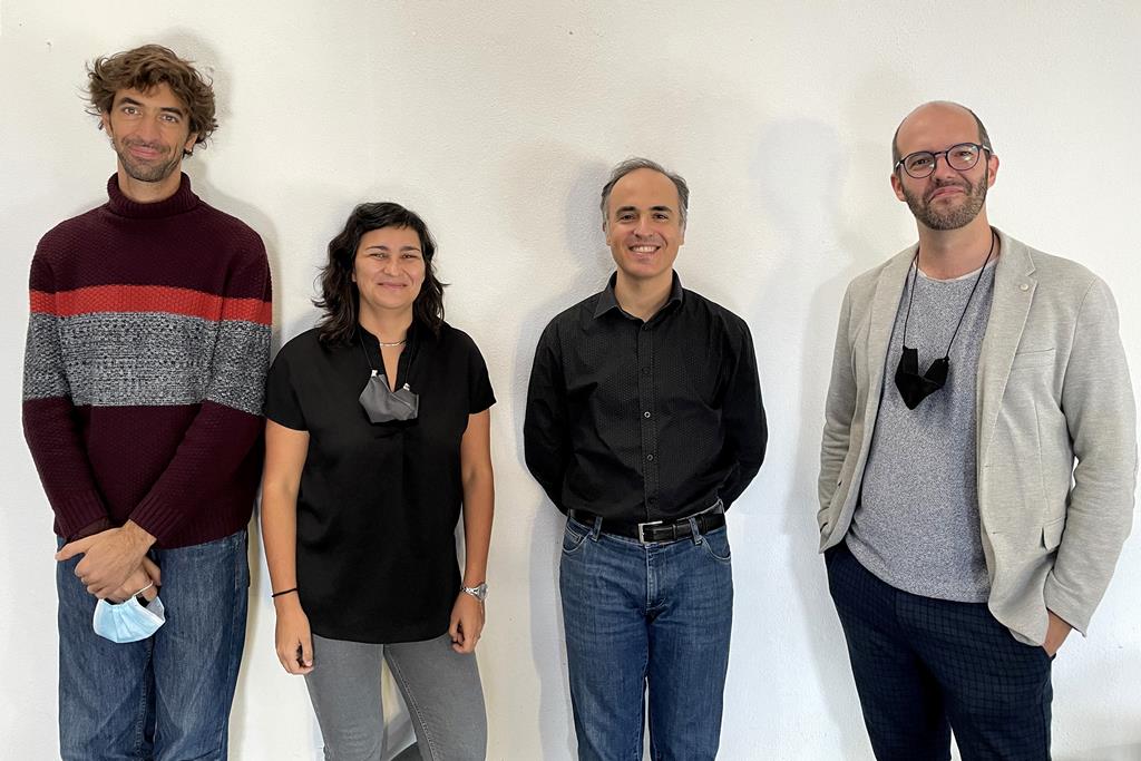 Os professores Álvaro Rosso, Ana Maria Santos, Rui Borges Maia e o maestro Pedro Carneiro. Foto: Maria João Costa/RR
