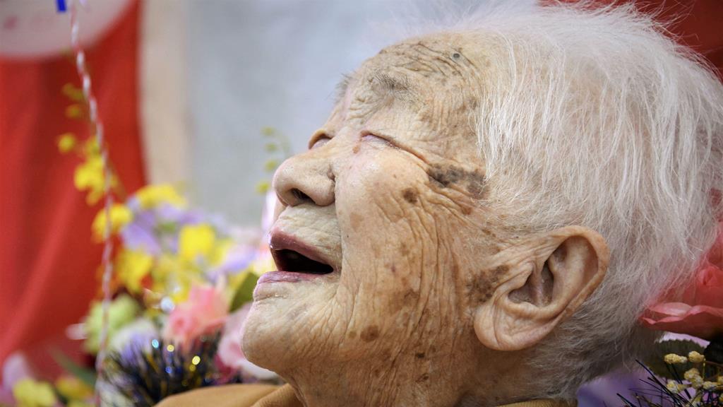 Fotografia de Kane Tanaka aos 117 anos. Foto: Reuters