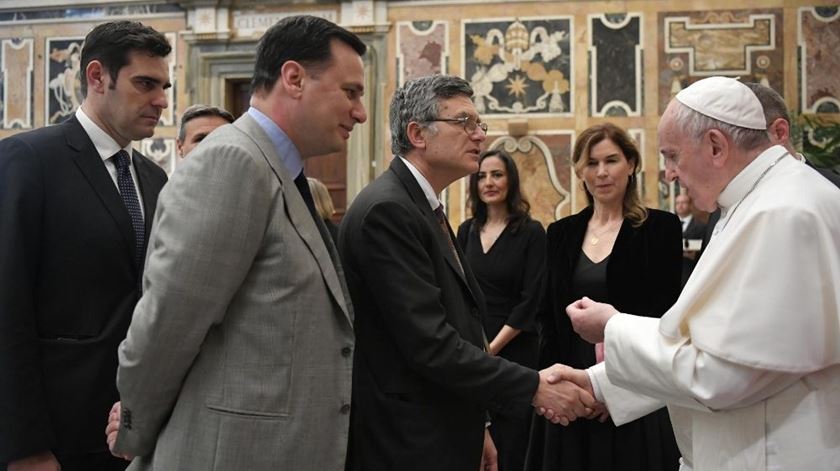 Papa Francisco durante um encontro com os membros da Associação da Imprensa Estrangeira na Itália. Foto Vaticano.