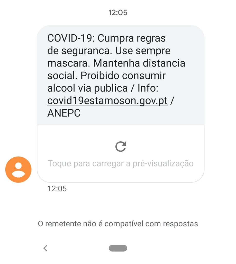 SMS enviado pela ANEPC a todos os residentes no distrito do Porto e regiões limítrofes. Foto: RR