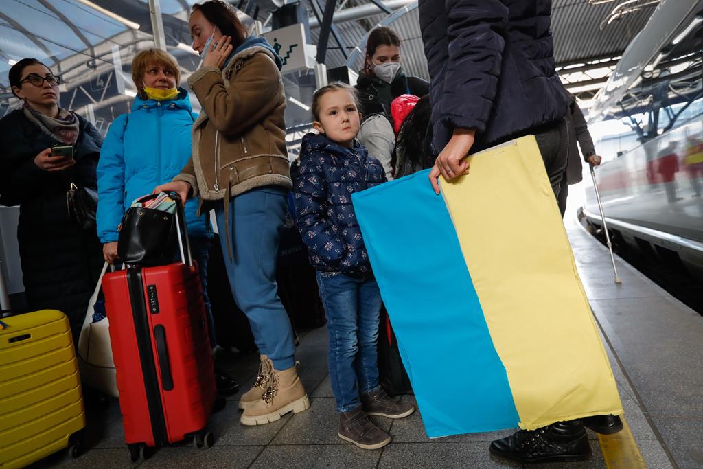 Refugiados ucranianos em Bruxelas Foto: Stephanie Lecocq/EPA