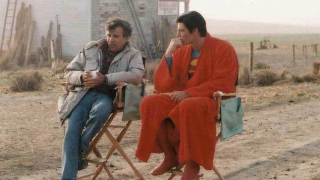 Richard Donner com Christopher Reeve, durante a rodagem do primeiro filme do "Super-Homem", em 1978. Foto: DR
