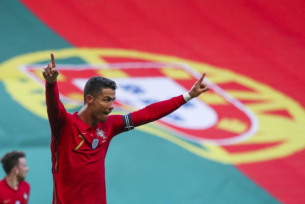 Foi o 104.º golo de Cristiano Ronaldo pela seleção nacional. Foto: Manuel de Almeida/Lusa